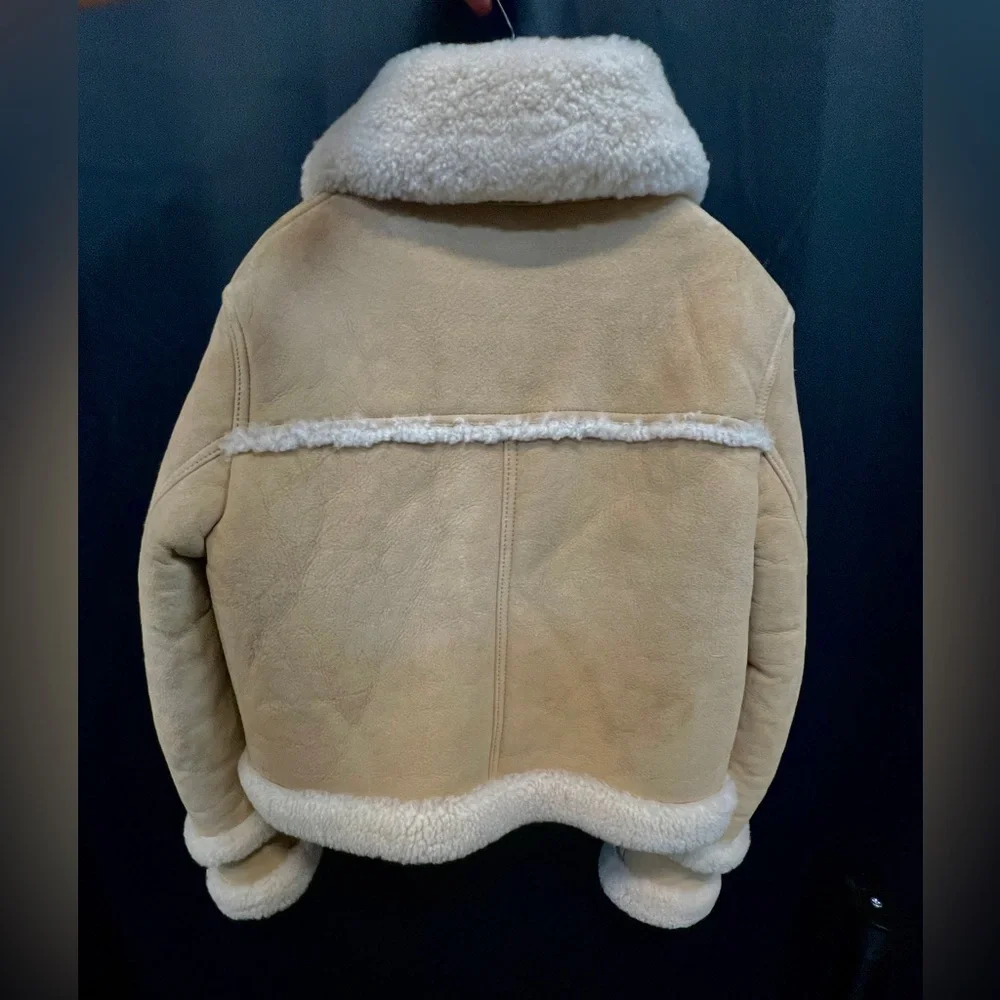 Coach Shearling Jacket in Sand Color Large Size NEW WITH TAGS - Picture 2 of 8